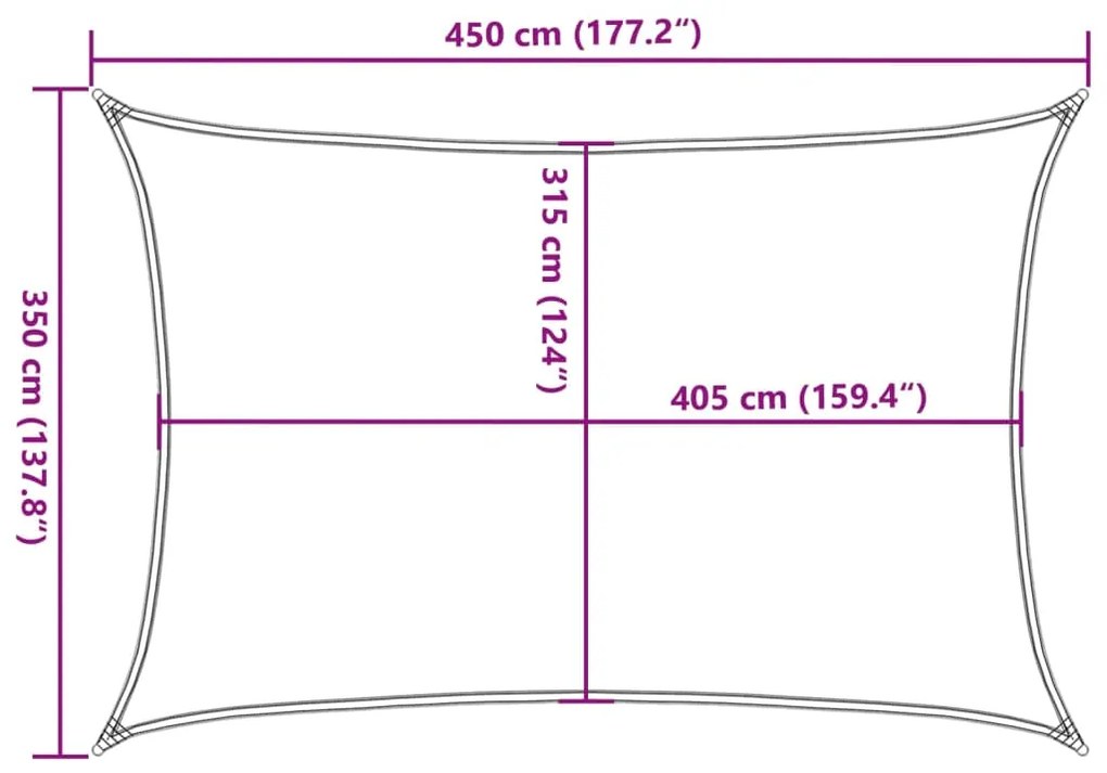 Para-sol estilo vela 160 g/m² 3,5x4,5 m PEAD cor creme