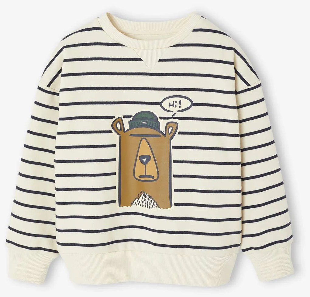 Sweat estampada com cão para menino. riscas brancas