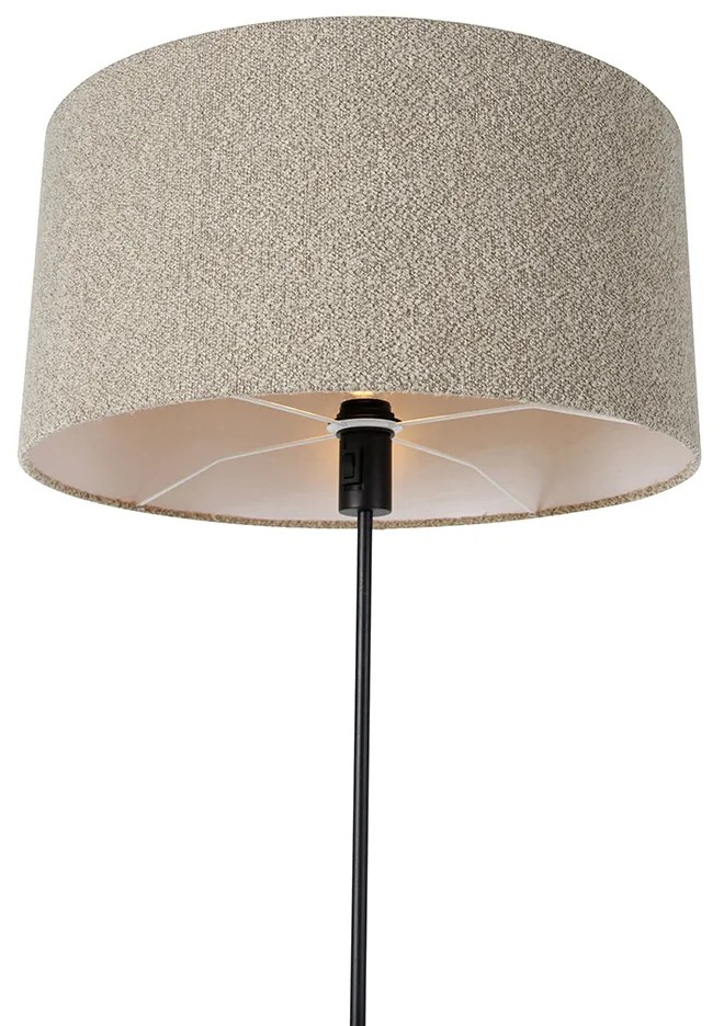Candeeiro de chão preto regulável com abajur taupe 50 cm - Parte Design