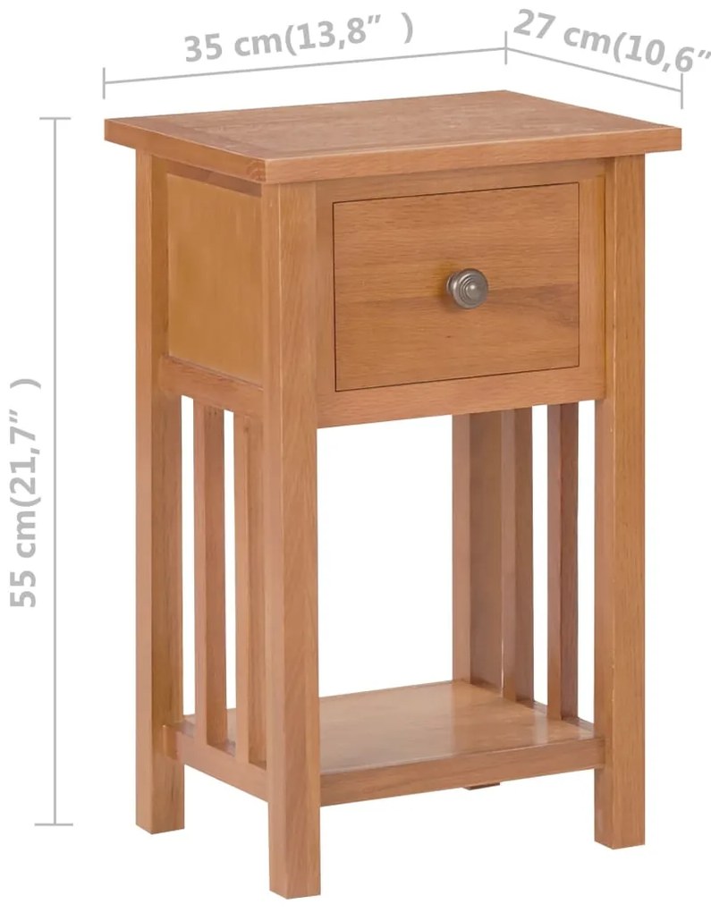 Mesa de apoio com gaveta 35x27x55 cm madeira carvalho maciça