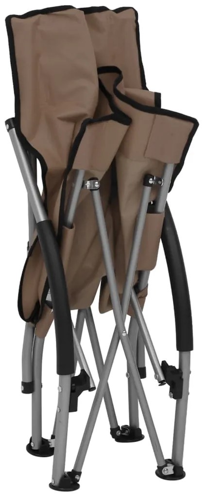 Cadeiras de praia dobráveis 2 pcs tecido cinzento-acastanhado