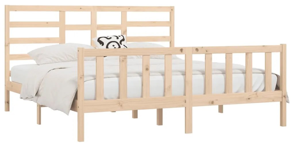 Cama sem colchão 200x200 cm madeira de pinho maciça