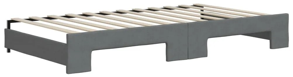 Sofá-cama com gavetão 100x200 cm tecido cinzento-escuro