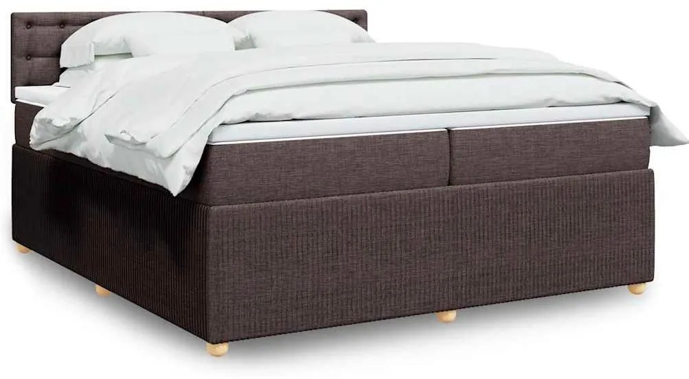 Cama com molas/colchão 200x200 cm tecido castanho-escuro