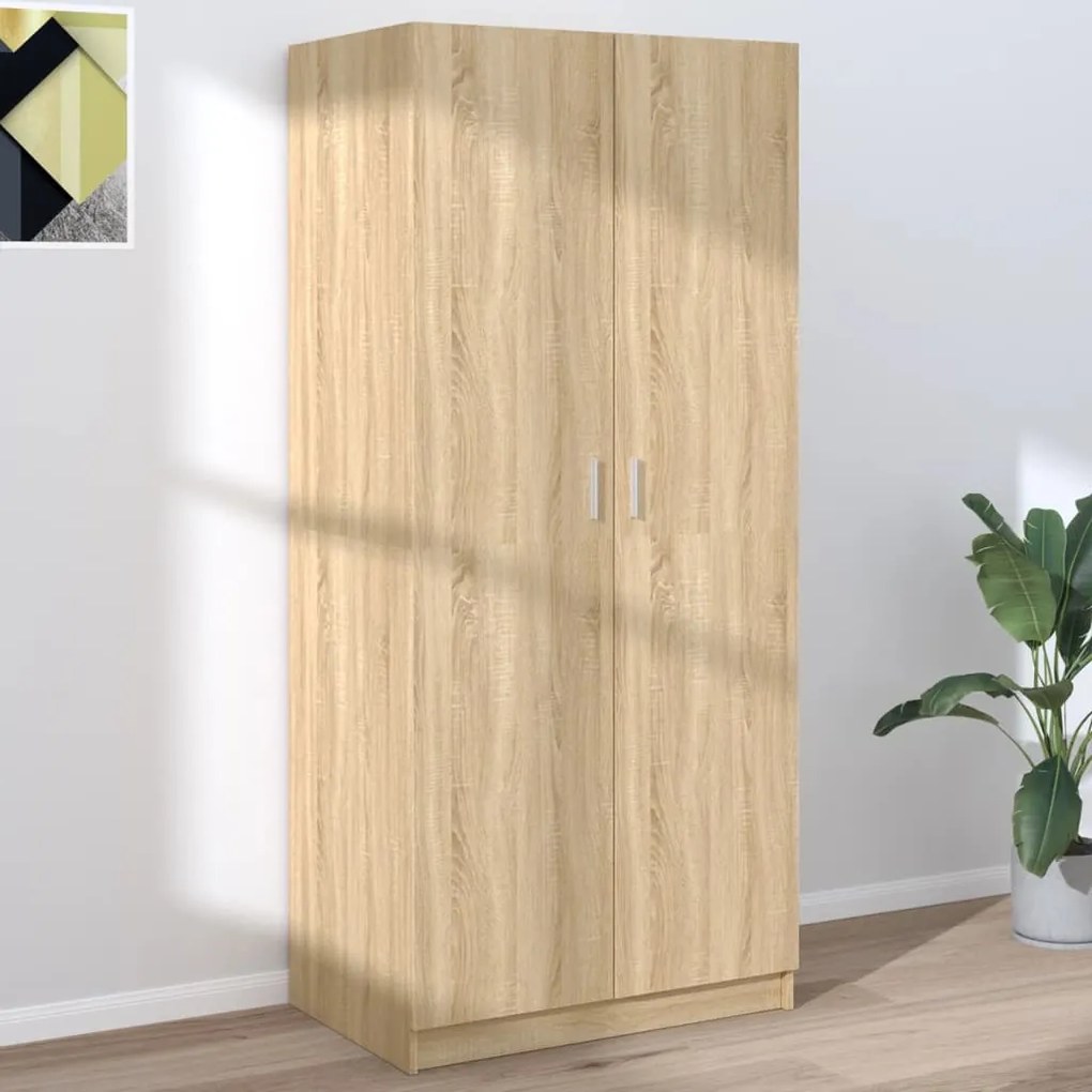 800624 vidaXL Roupeiro 80x52x180 cm contraplacado carvalho sonoma