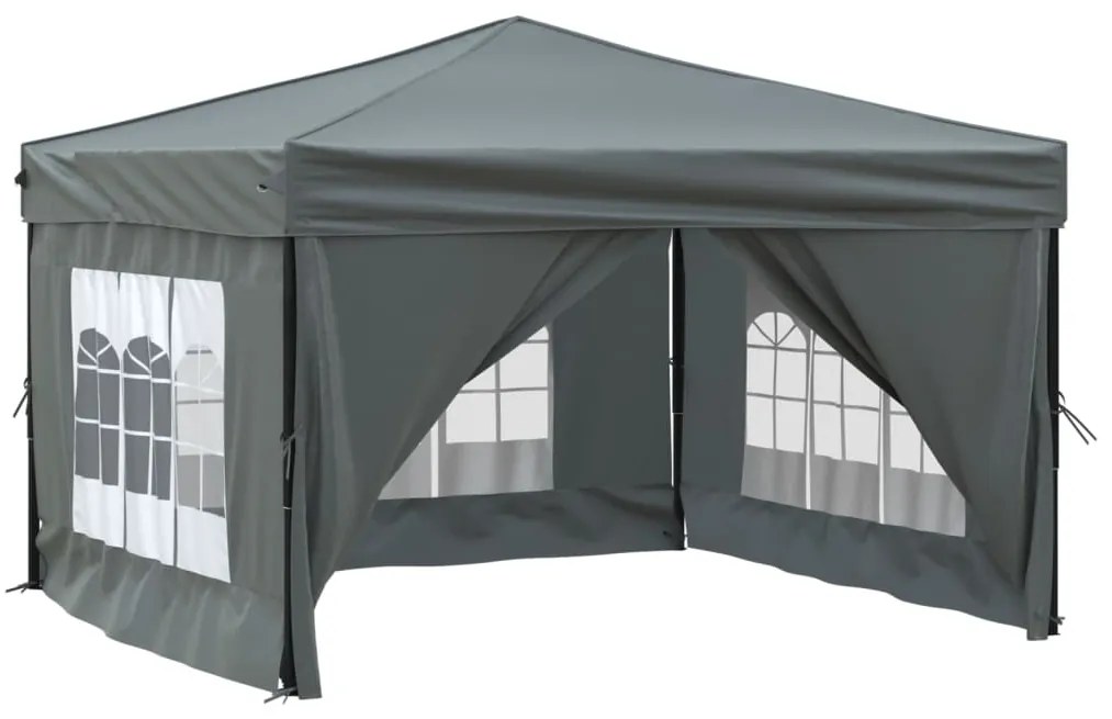 Tenda para festas dobrável com paredes laterais 3x3 m antracite