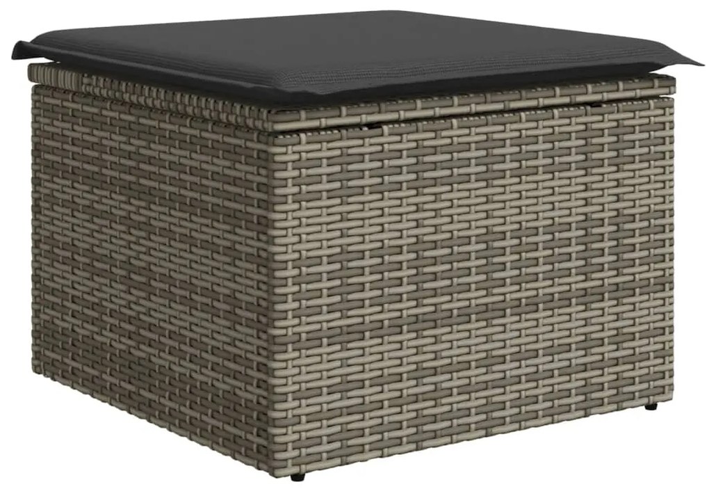 5 pcs conjunto sofás de jardim c/ almofadões vime PE cinzento