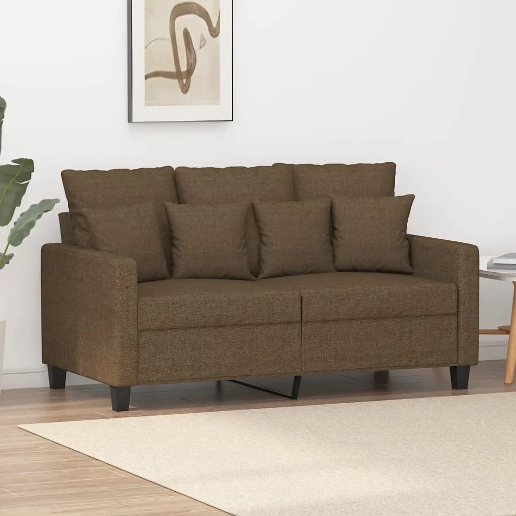 vidaXL Sofá de 2 lugares tecido 120 cm castanho