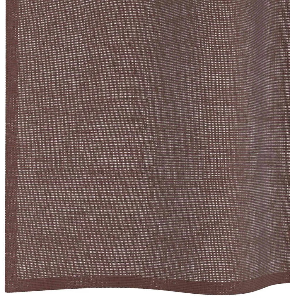 Cortinas de voile com ilhós 2 pcs castanho 140x300 cm