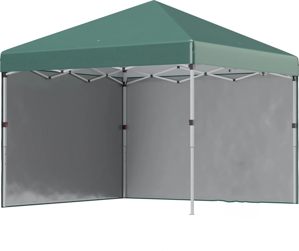 Outsunny Tenda Dobrável Pop-up 3x3 m Tenda de Jardim com 2 Paredes Laterais Anti-UV Altura Ajustável em 3 Níveis e Bolsa de Transporte Verde | AOSOM Portugal