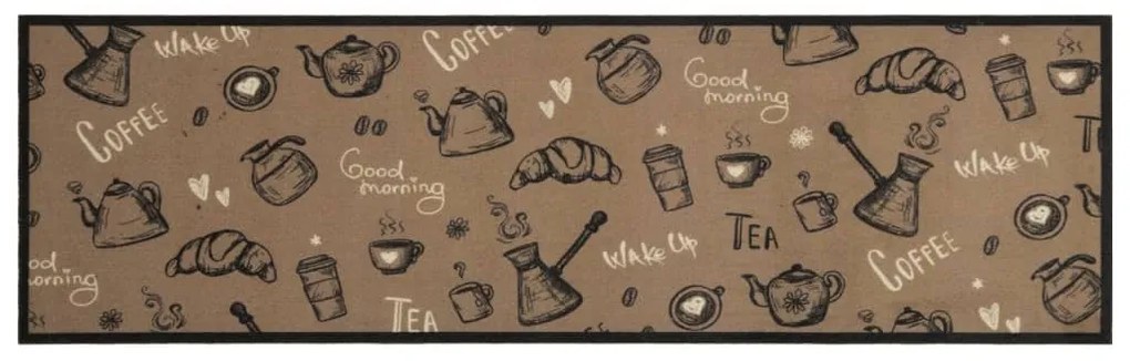 Tapete cozinha lavável 45x150 cm veludo padrão morning castanho
