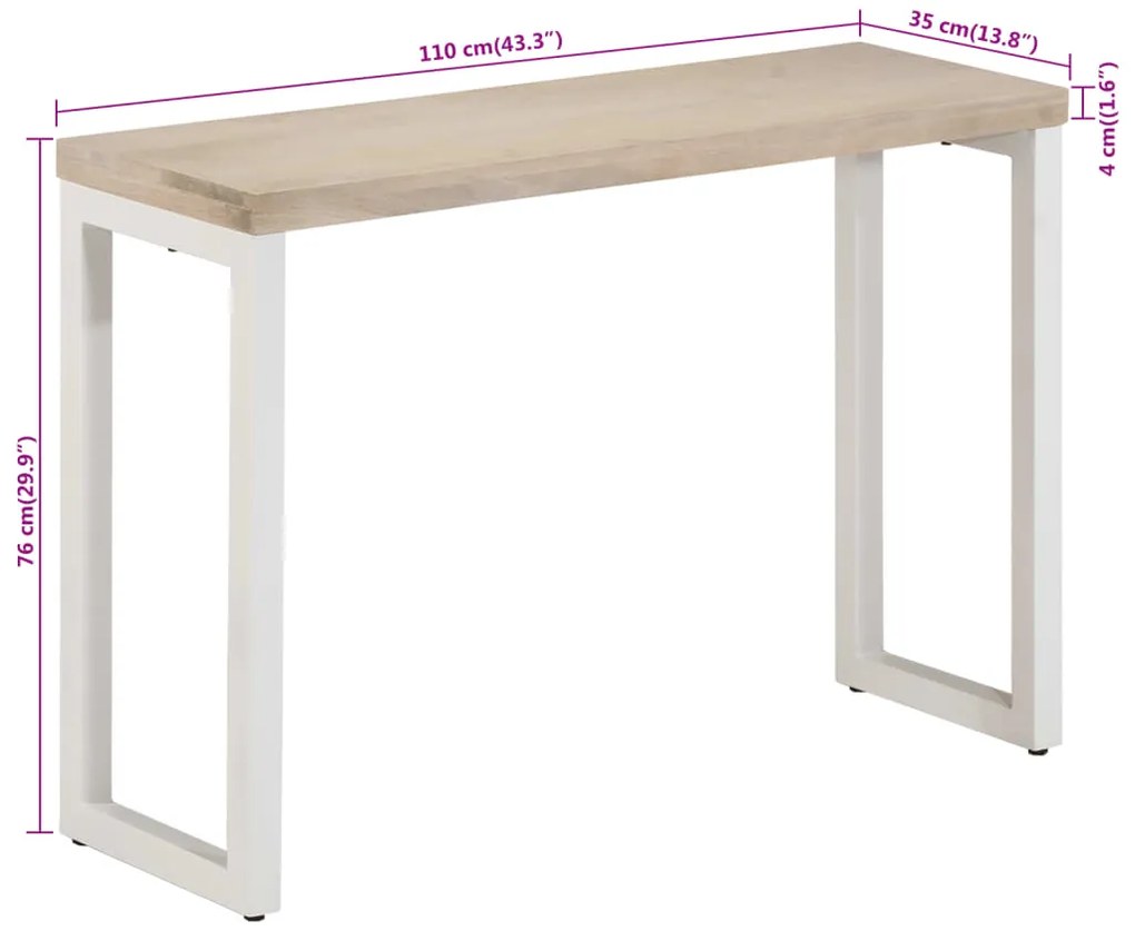Mesa consola 110x35x76 cm mangueira maciça/ferro castanho