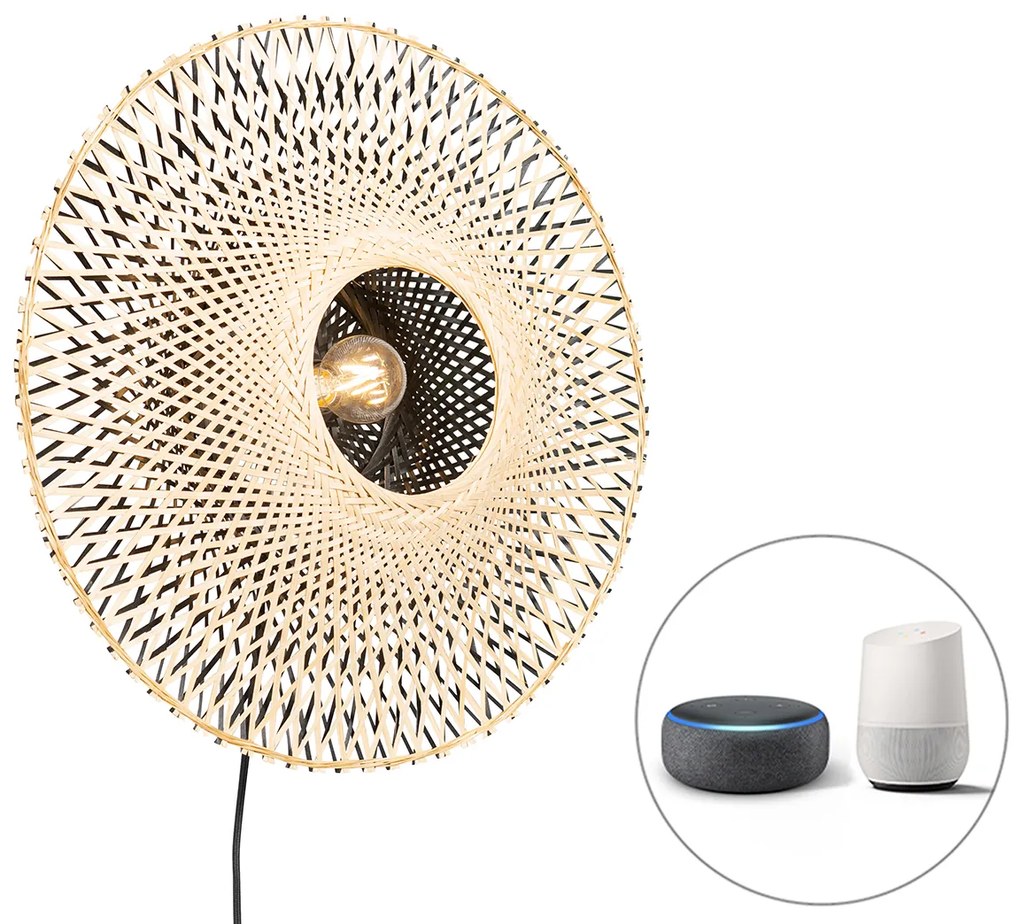 LED Candeeiro de parede inteligente bambu 50 cm com ficha incluindo WiFi A60 - Rina Oriental