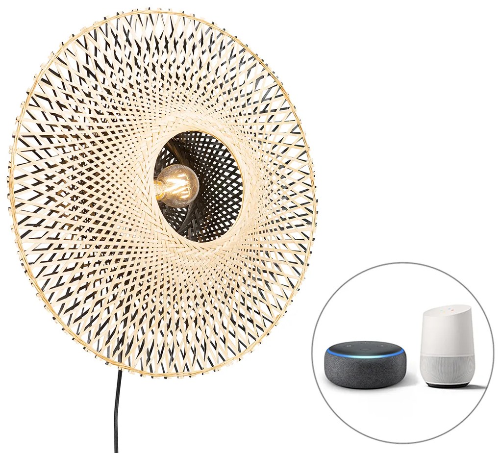 LED Candeeiro de Parede Inteligente Bambu 50 cm com Tomada incl. Wifi A60 - Rina Oriental