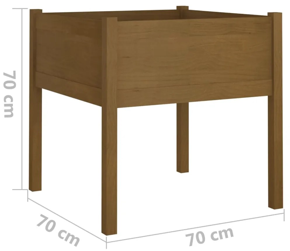 Vaso/floreira jardim 2 pcs 70x70x70cm pinho maciço castanho mel