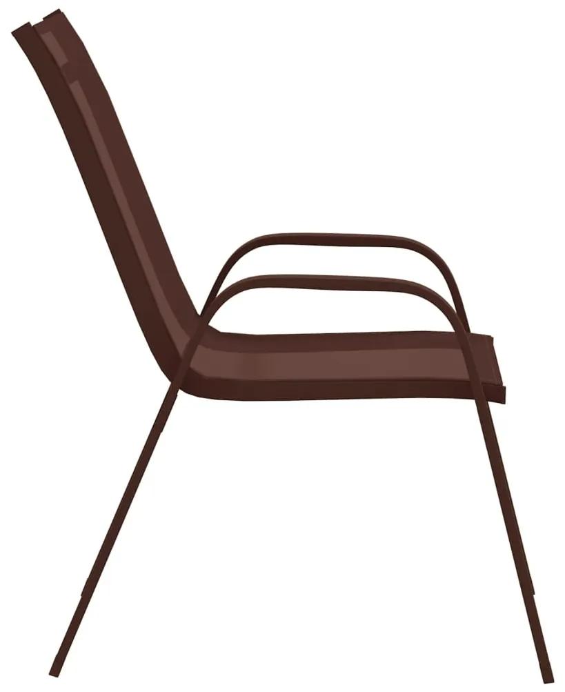 Cadeiras de jardim empilháveis 2 pcs textilene castanho