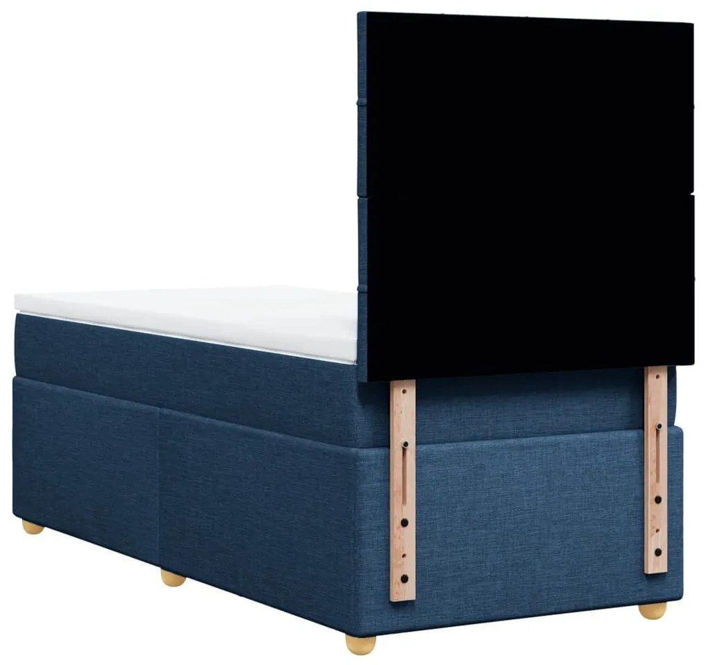 Cama com molas/colchão 80x200 cm tecido azul