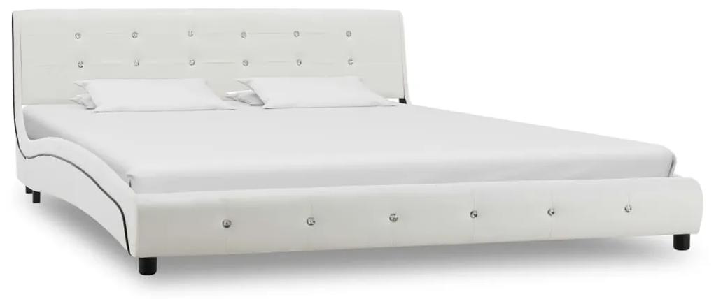 280315 vidaXL Estrutura de cama 160x200 cm couro artificial branco