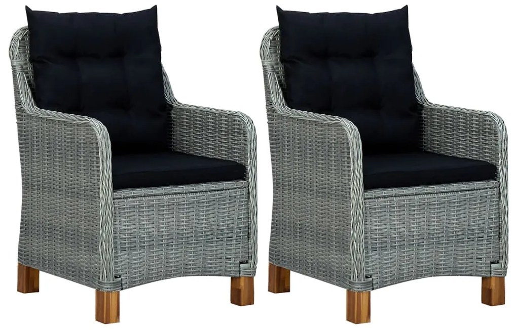 3 pcs conjunto de jantar para jardim cinzento-claro