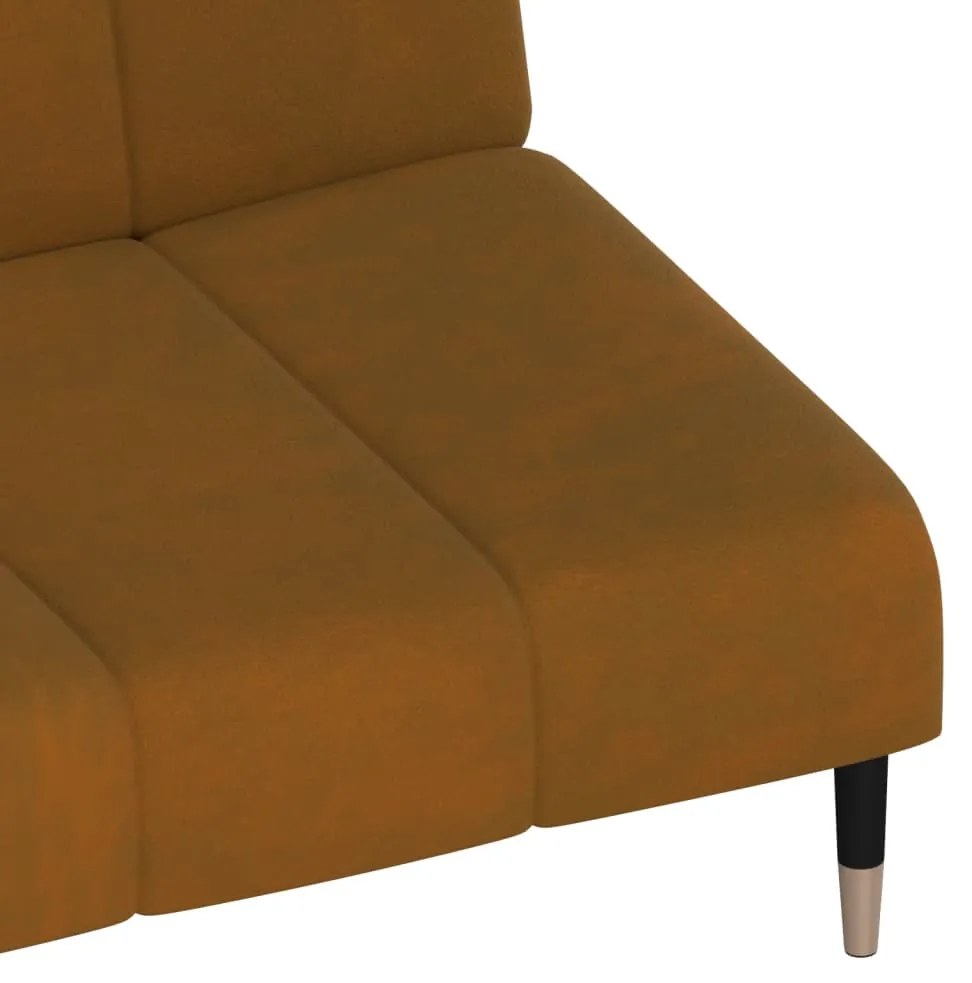Sofá-Cama Laila em Veludo - Castanho - Design Moderno