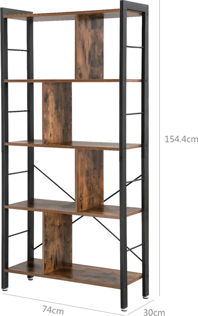 Estante sala de aspeto industrial 74 x 30 x 154,5 cm Castanho Vintage-preto