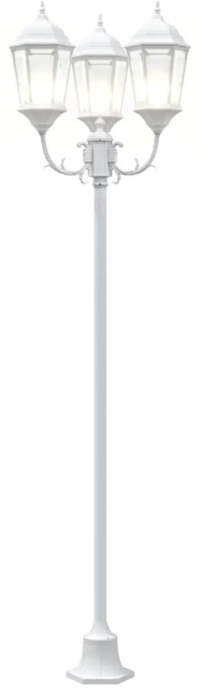 Poste de Luz de Jardim vidaXL com 3 Lâmpadas E27 Branco 220 cm Alumíni
