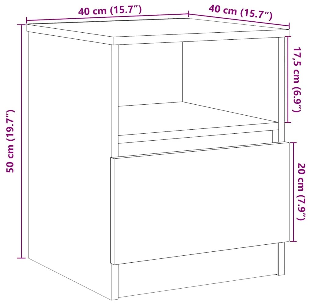 Mesa de cabeceira 2 pcs 40x40x50cm deriv. madeira madeira velha