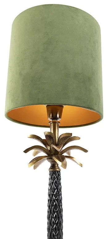 Candeeiro de mesa Art Déco com abajur de veludo verde 25 cm - Areka Art Deco