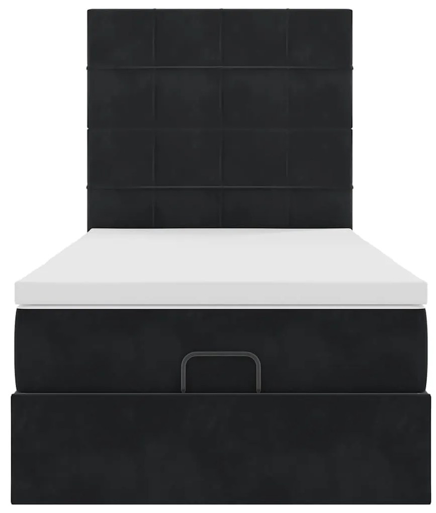 Estrutura de cama otomana vidaXL com colchões preto 100x200cm Veludo
