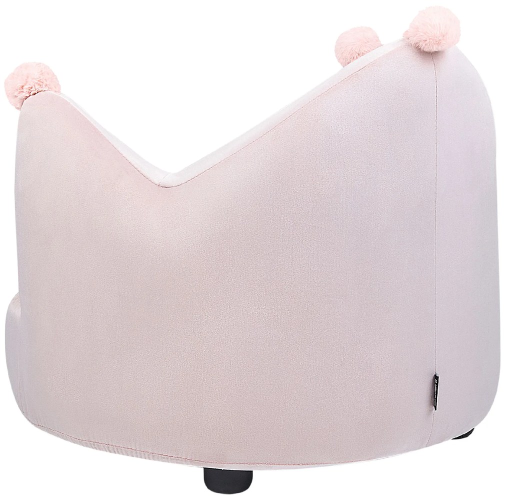 Poltrona para crianças com forma de coroa em veludo rosa VEGA Beliani