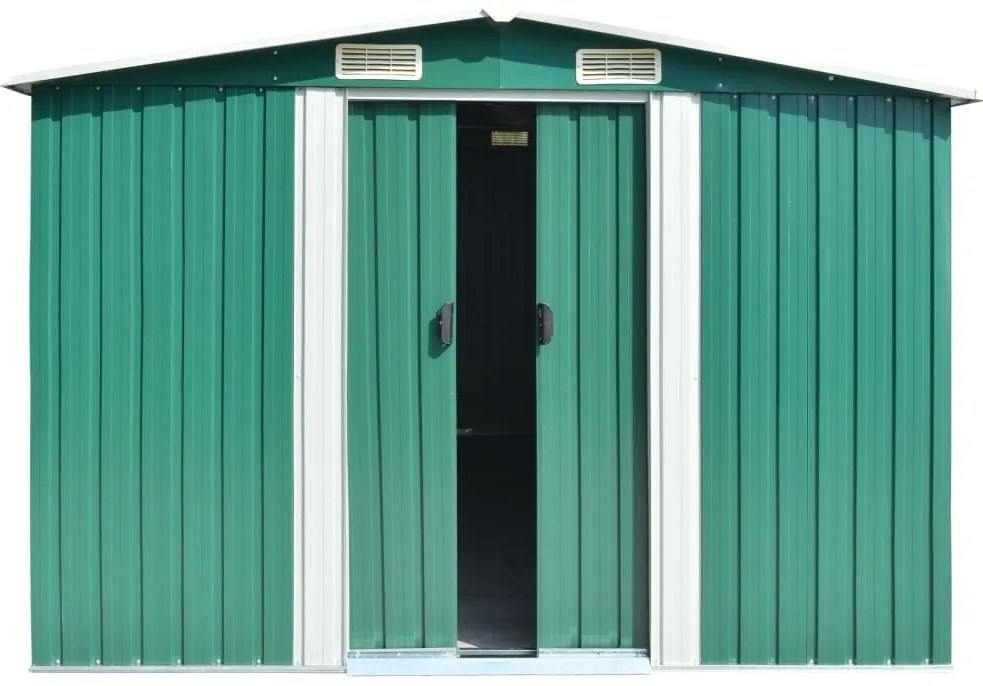 Abrigo de jardim 257x392x181 cm metal verde