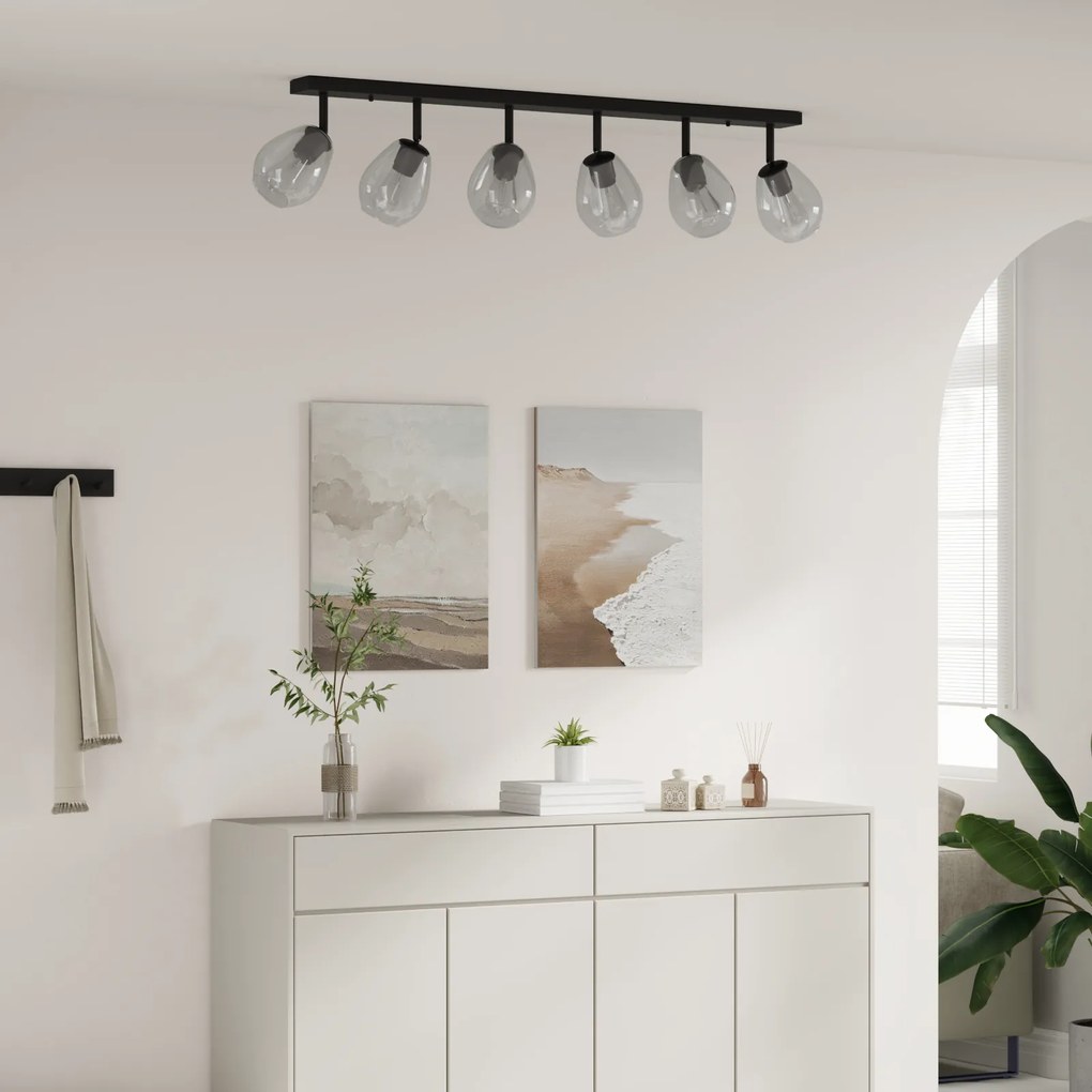 vidaXL Luz de Teto com Abajur de Vidro Ajustável em Antracite E27
