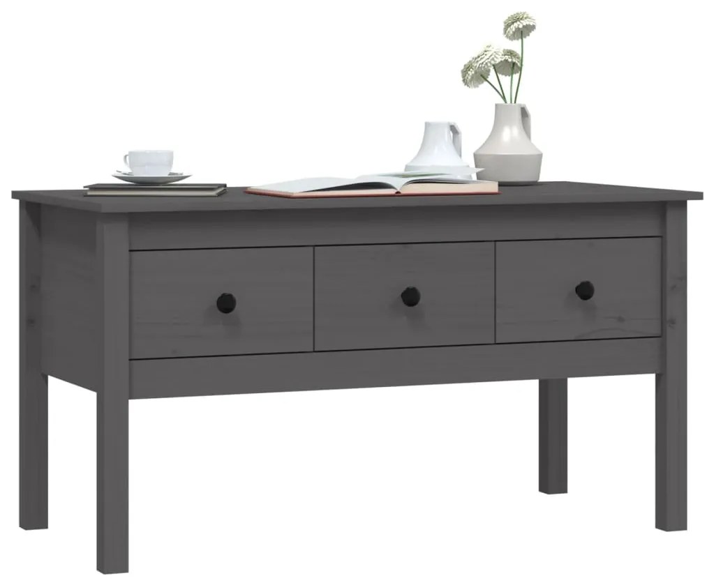 Mesa de centro 102x49x55 cm pinho maciço cinza