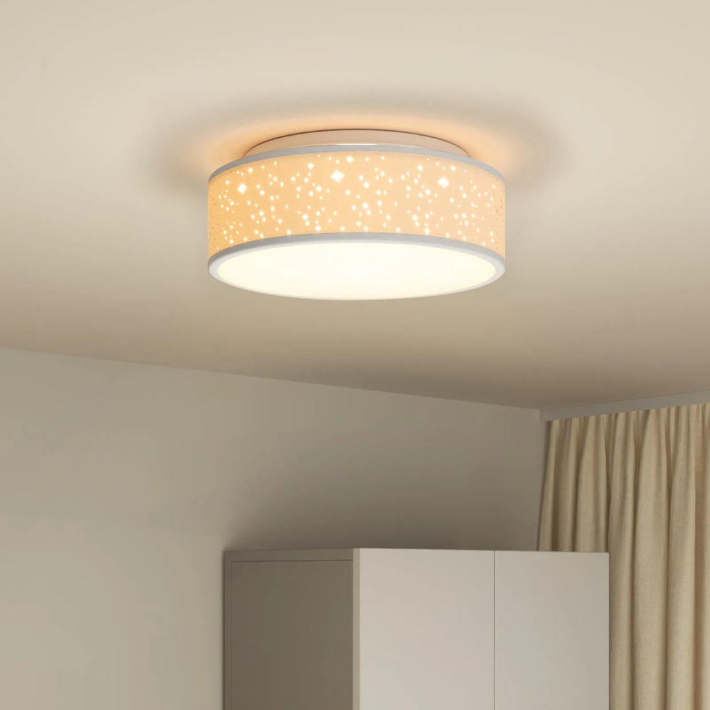 Luzes de Teto com Abajur Estelar Cinza Ø 38 cm Tecido E27