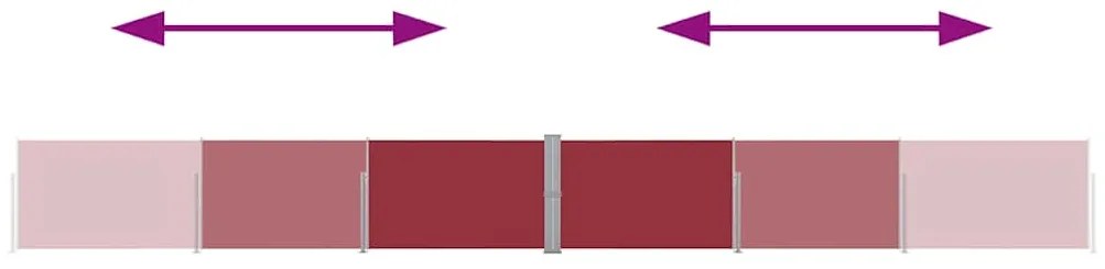Toldo lateral retrátil para pátio 140x1200 cm vermelho