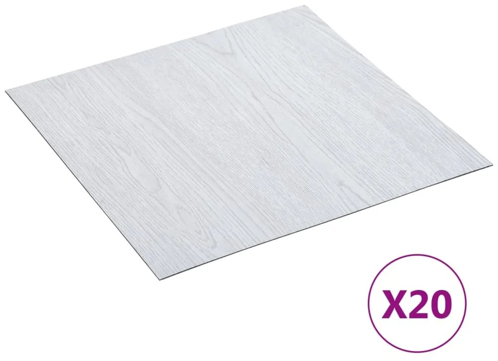 vidaXL Tábuas de soalho autoadesivas 20 pcs 1,86 m² PVC branco