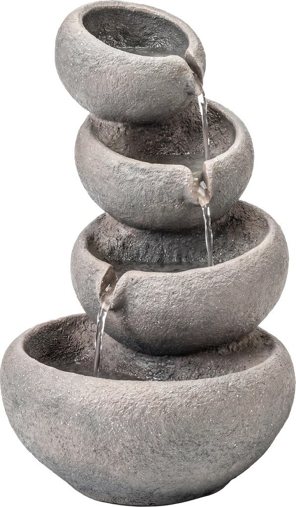 Outsunny Chafariz Exterior em Resina Sintética 4 níveis Chafariz de Jardim com Iluminação LED Bomba Aparência de Pedra 35 x 32 x 50 cm | Aosom Portugal