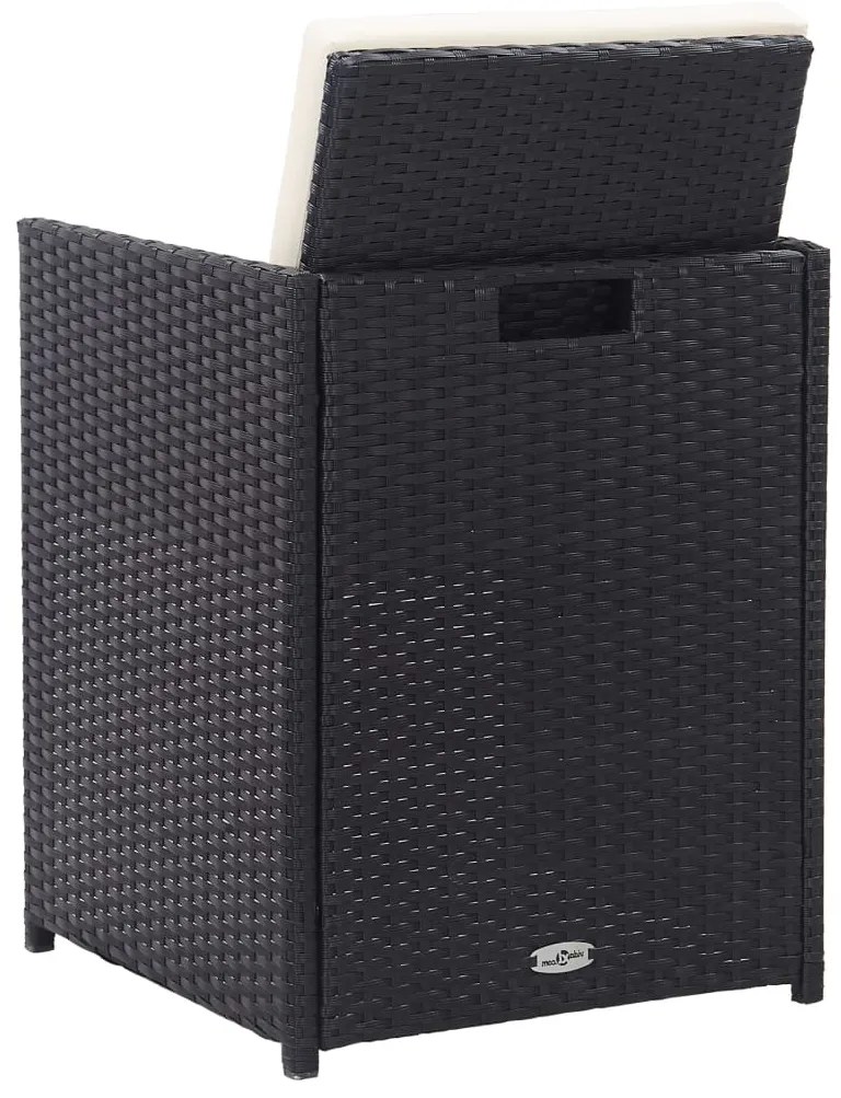 15 pcs conjunto jantar exterior com almofadões vime PE preto