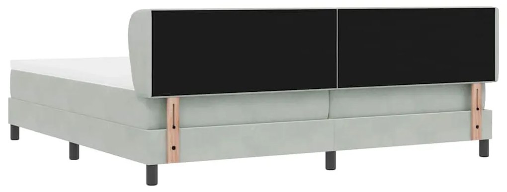 Cama Box Com Colchão Cinza Claro 200x200 cm Veludo