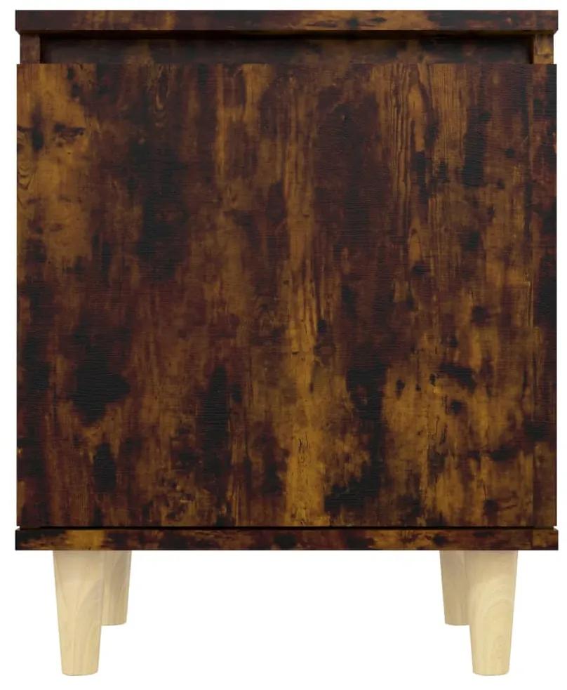 Mesas cabeceira pernas madeira 2pcs 40x30x50 cm carvalho fumado