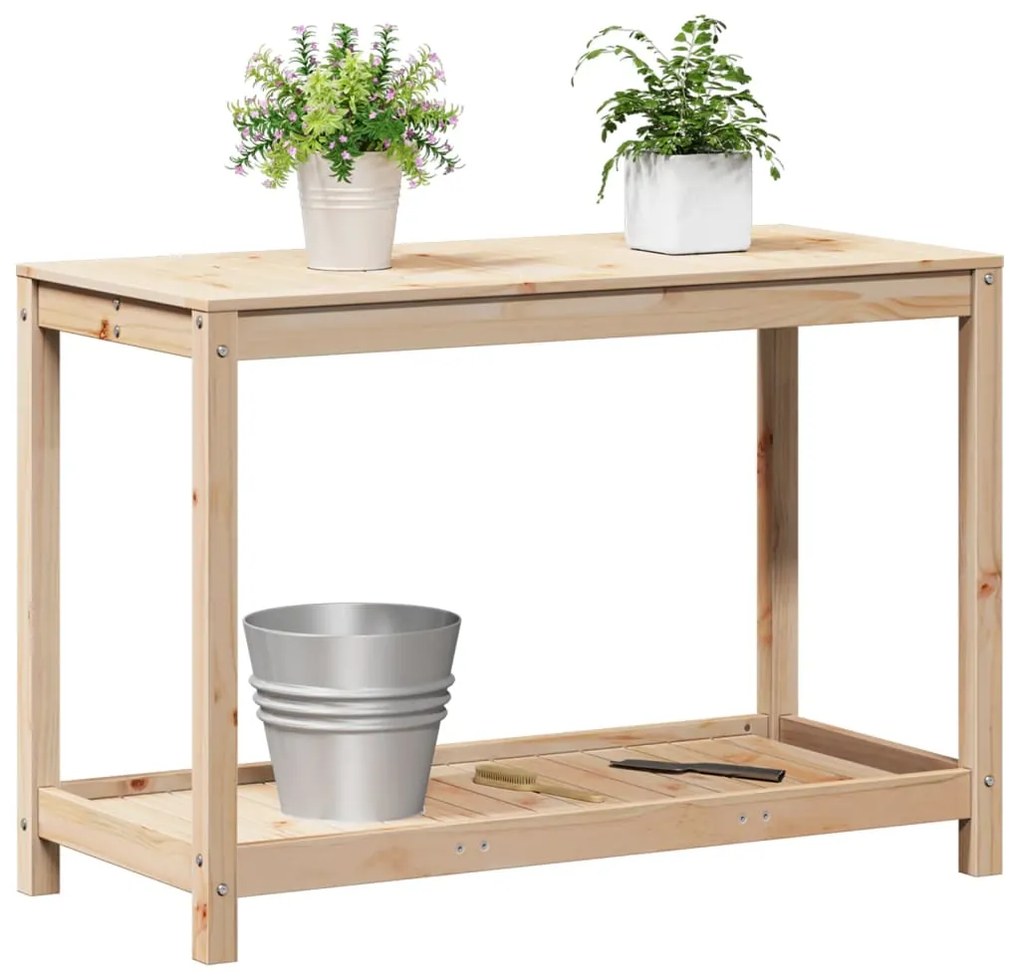 Mesa de jardinagem com prateleira 108x50x75 cm pinho maciço