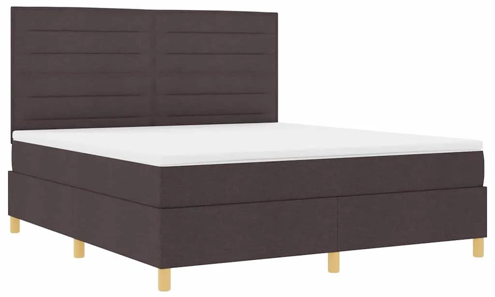 Cama Box Spring com Colchão e LED Castanho Escuro 180x200 cm Tecido