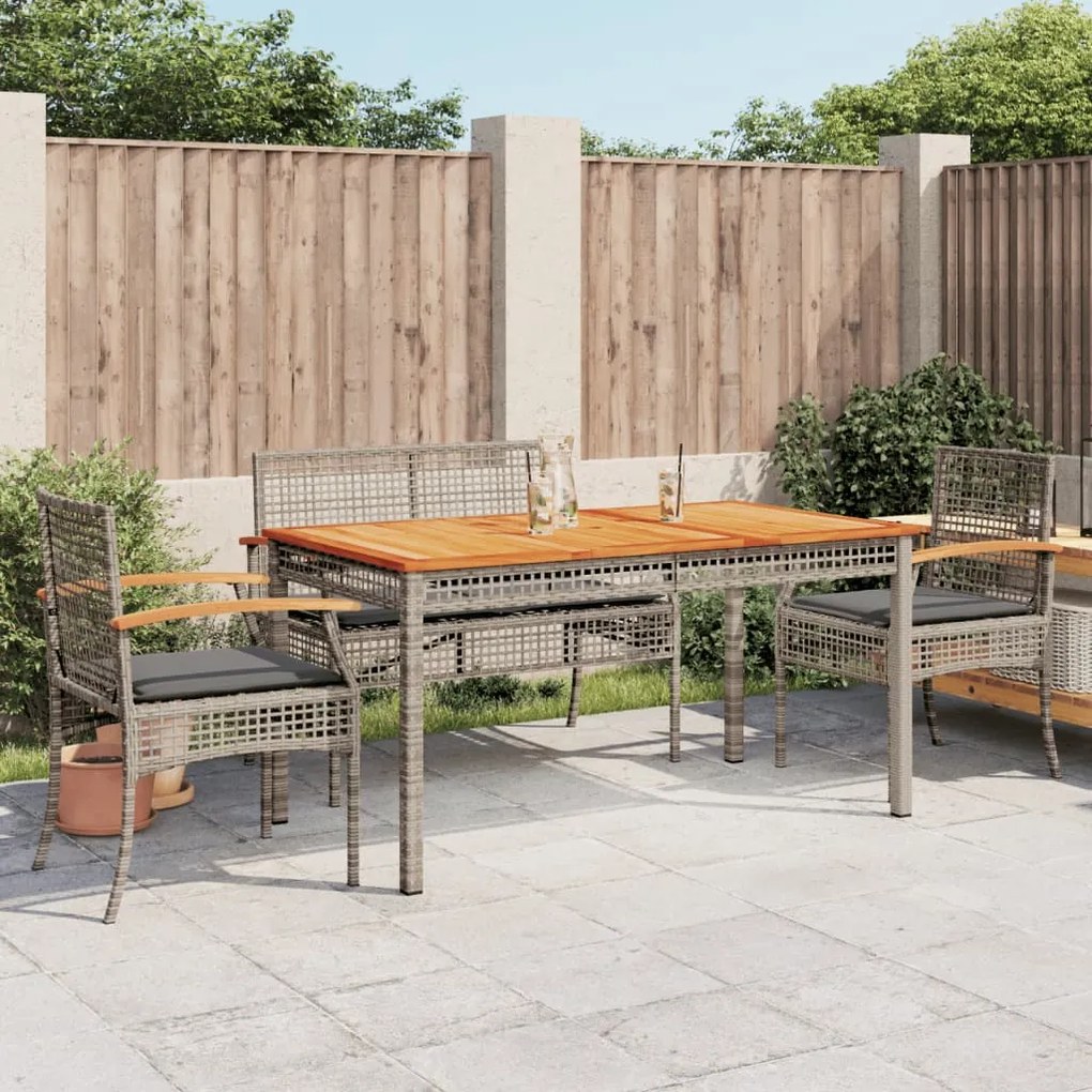 vidaXL 5 pcs conjunto de jantar p/ jardim c/ almofadões vime PE cinza