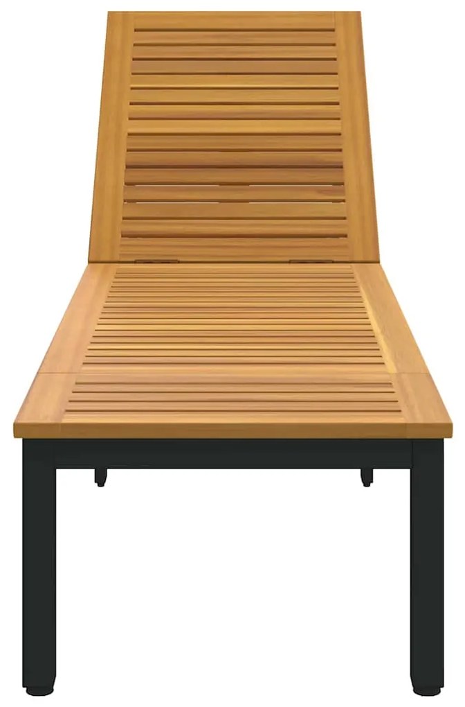 Espreguiçadeira Preta 200x55x35 cm Madeira Acácia Maciça