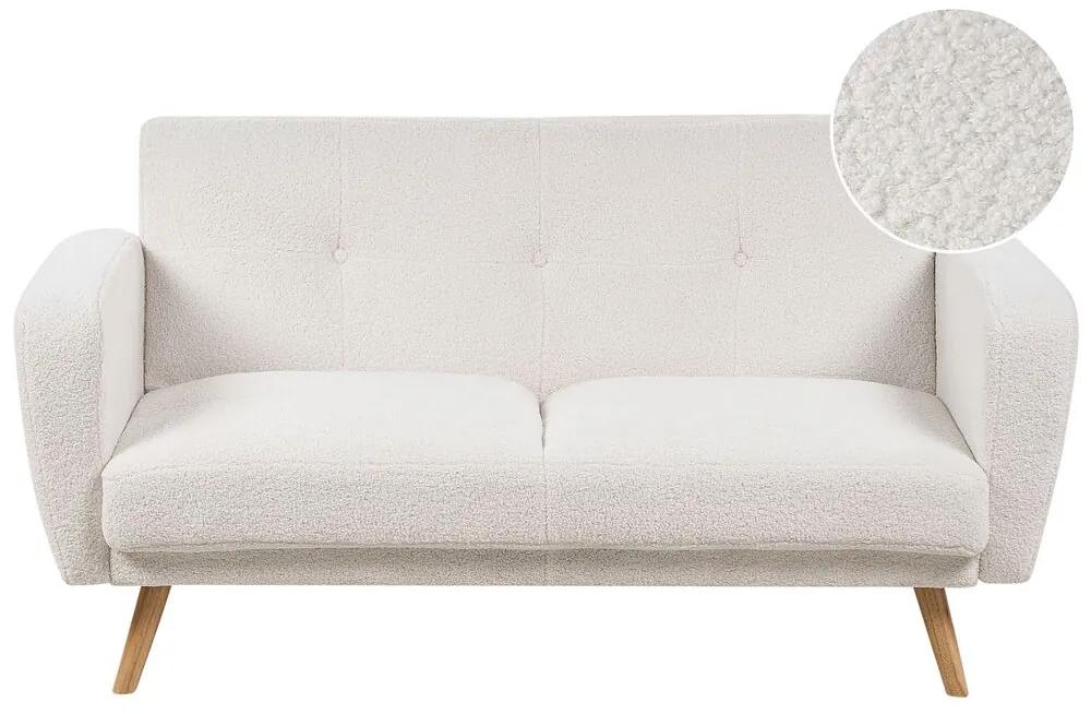 Sofá-cama 2 lugares em tecido bouclé branco FLORLI Beliani