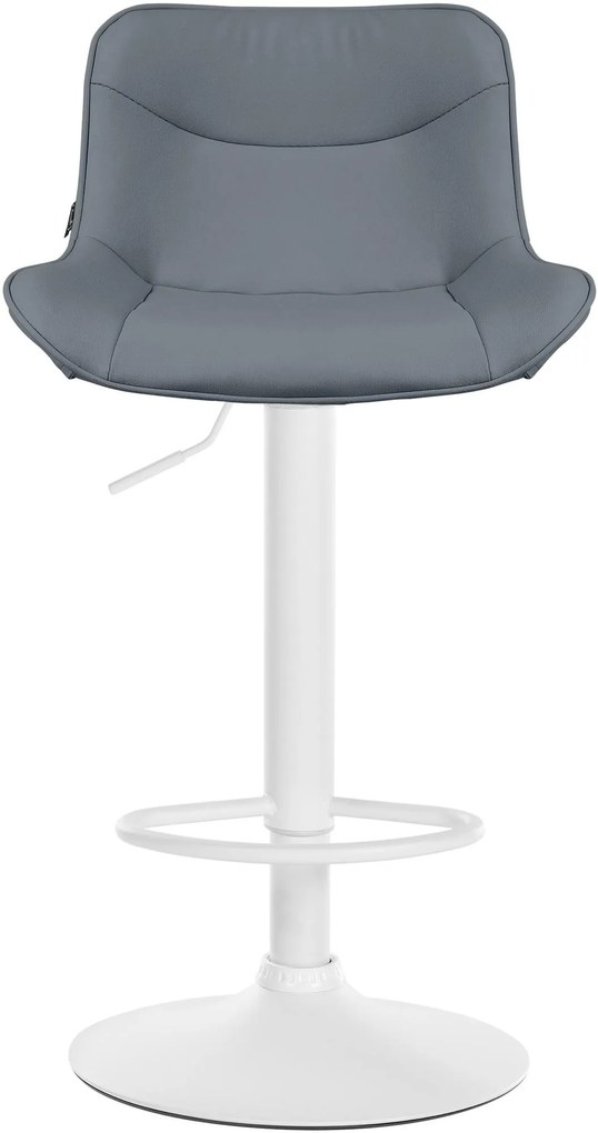 Banco alto em couro sintético com estrutura branca 85-106 x 49 x 51 cm cinzento