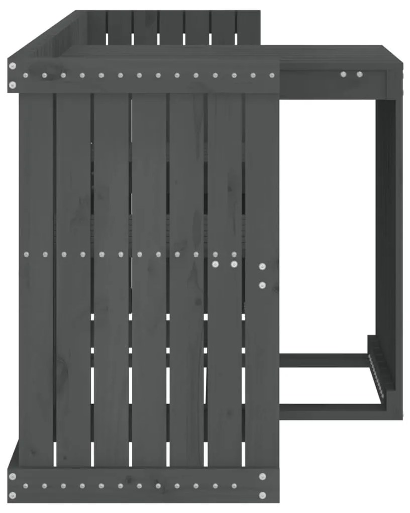 Conjunto de varanda 2 lugares madeira de pinho maciça cinzento