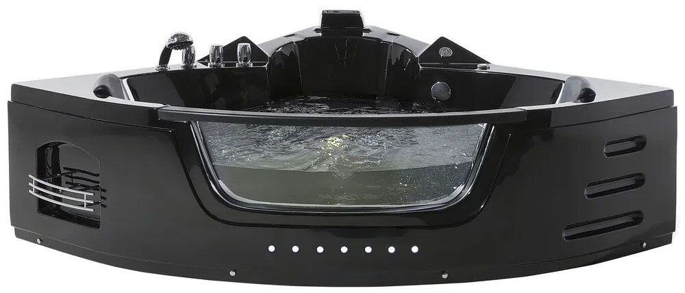 Banheira de hidromassagem de canto preta com LED 155 cm MARTINICA Beliani