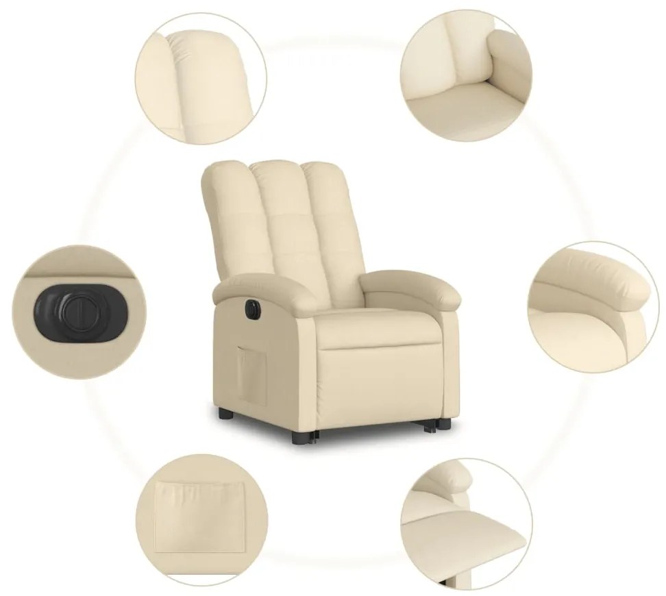 Poltrona reclinável elevatória elétrica tecido cor creme