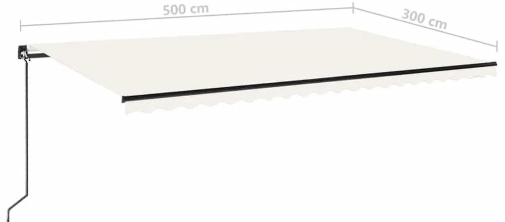 Toldo retrátil manual com LED 500x300 cm cor creme